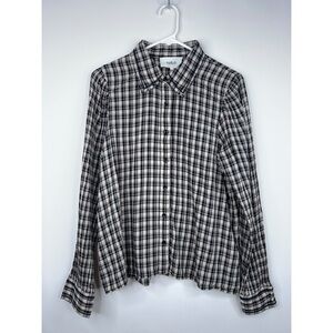 ba&sh Black and White Plaid Button-Down Shirt